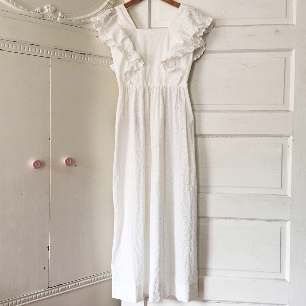 Ethereal Forest Goddess Eyelet Cotton Dress